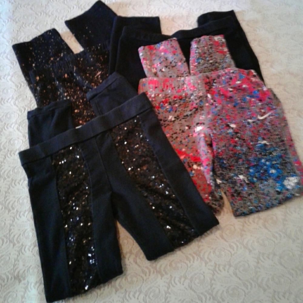 🌺 4 Pairs Girls M Leggings (2 regular & 2 capri)